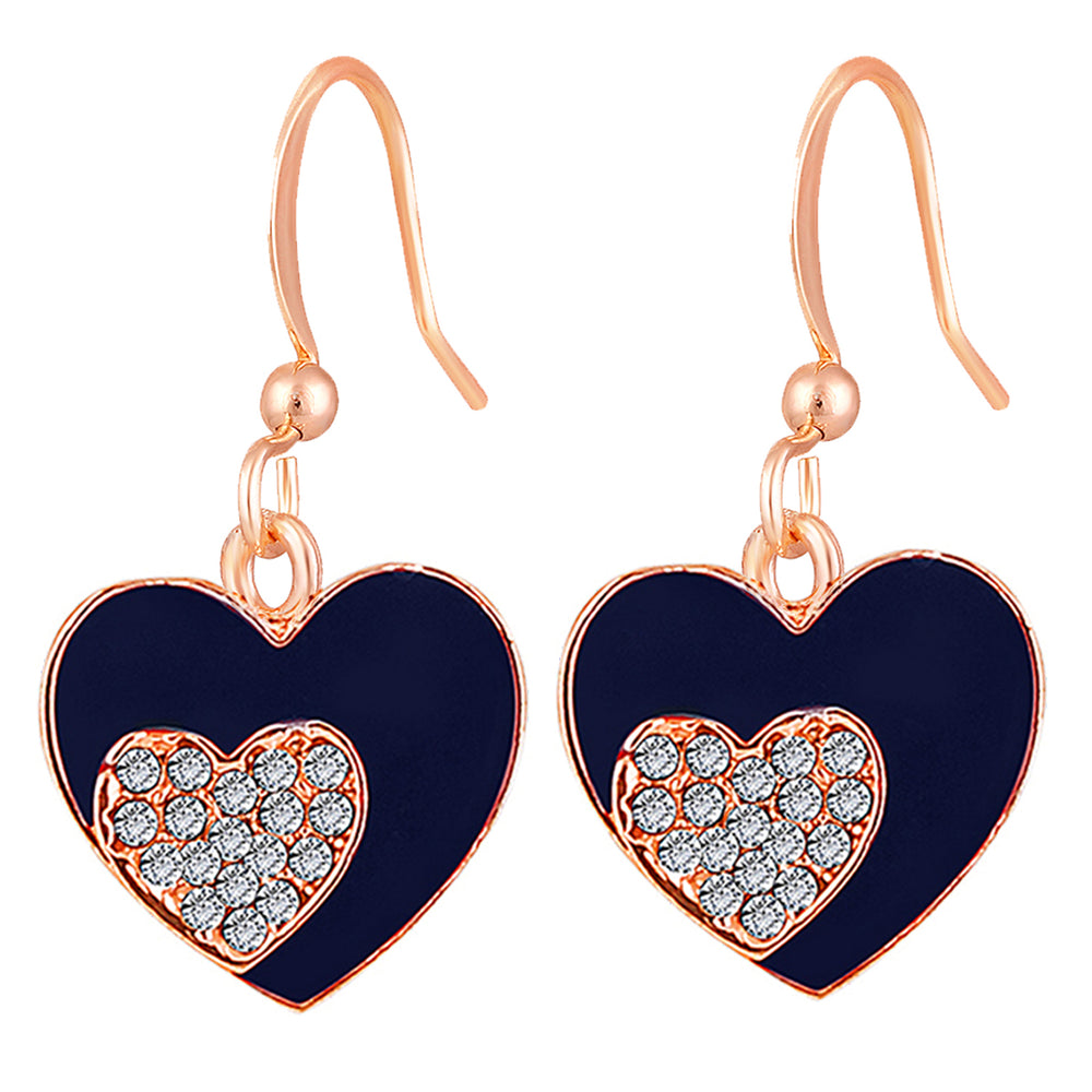 Red Meenakari Work and Crystals Dual Heart Earrings