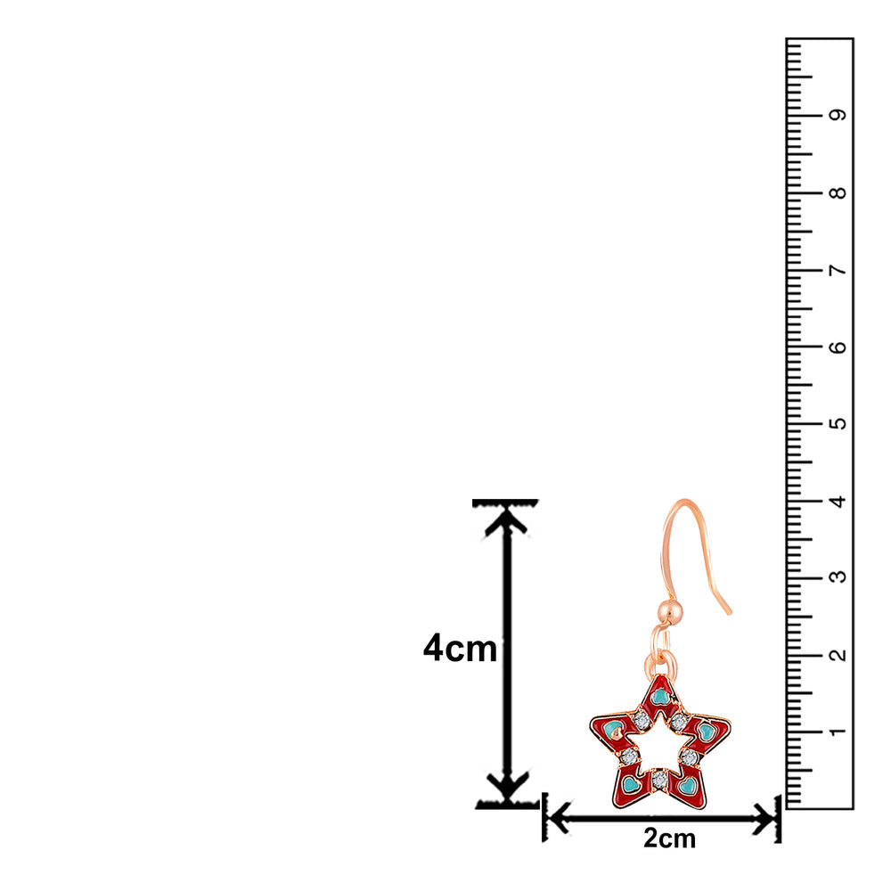 Red Meenakari Work and Crystals Star Earrings