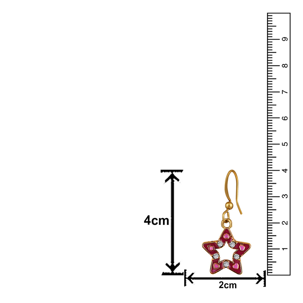Red Meenakari Work and Crystals Star Earrings