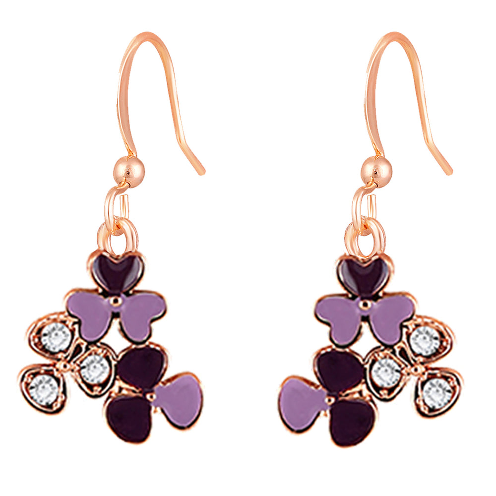 Red and Pink Meenakari Work and Crystals Floral Earrings