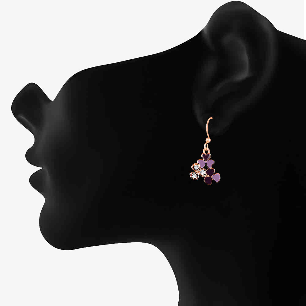Red and Pink Meenakari Work and Crystals Floral Earrings