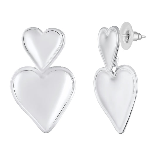 Dual Heart Drop Earrings