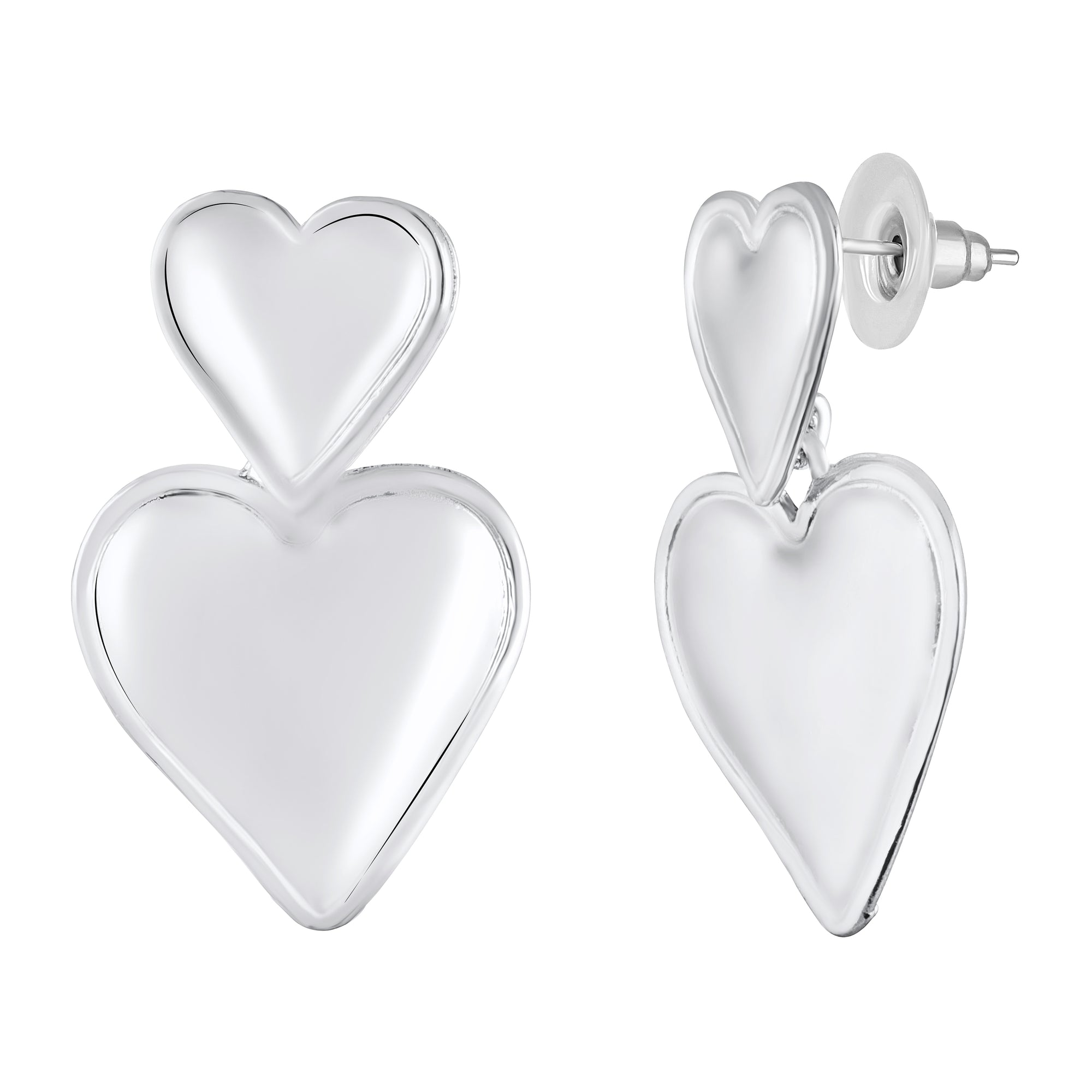 Dual Heart Drop Earrings