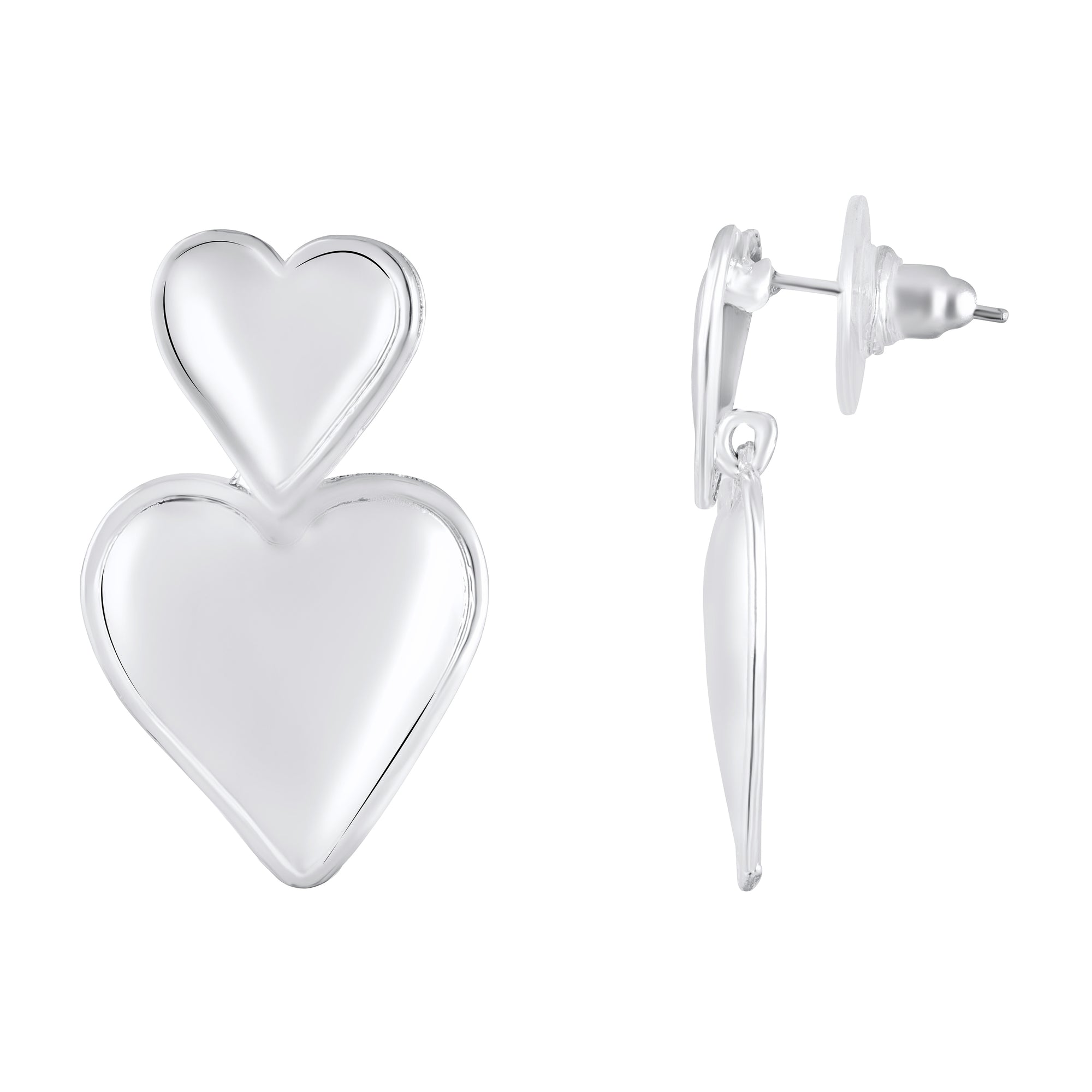 Dual Heart Drop Earrings