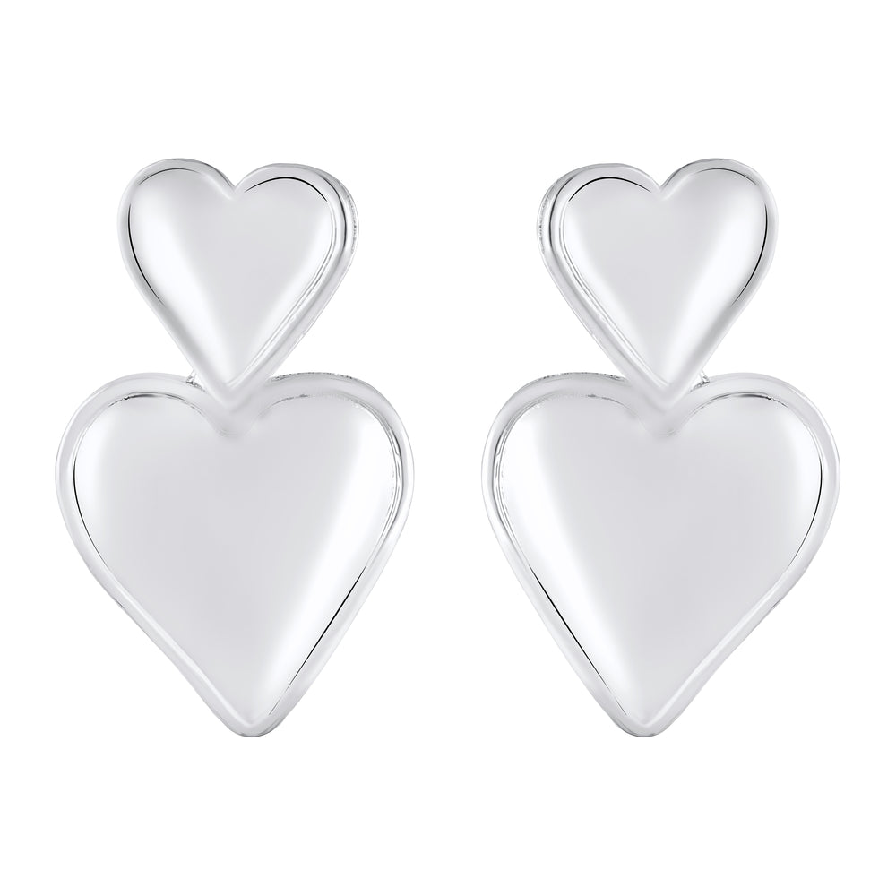 Dual Heart Drop Earrings