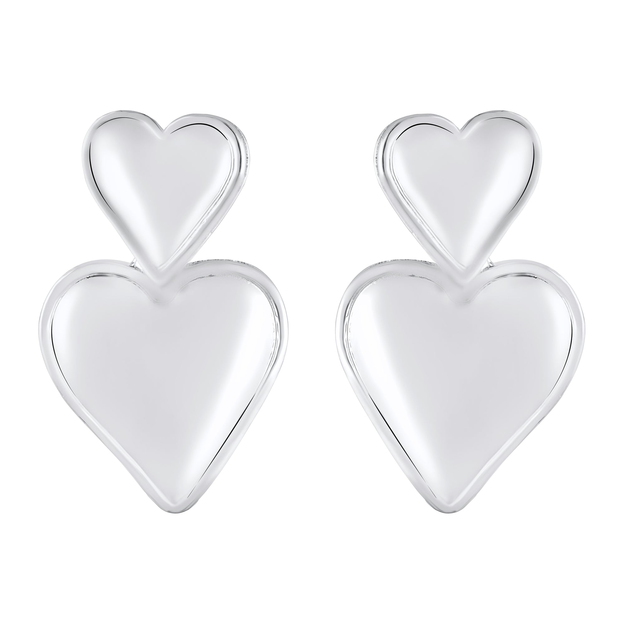 Dual Heart Drop Earrings