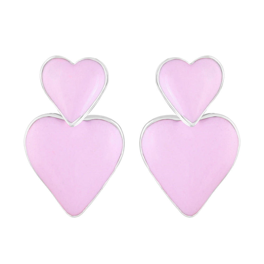 Dual Heart Drop Earrings