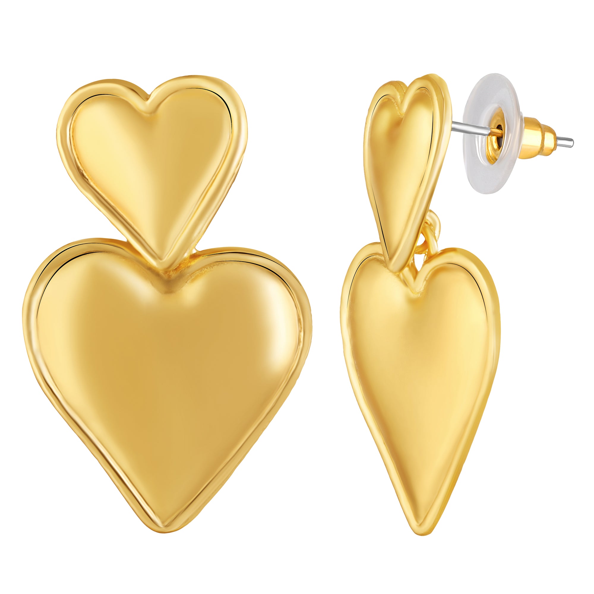 Dual Heart Drop Earrings