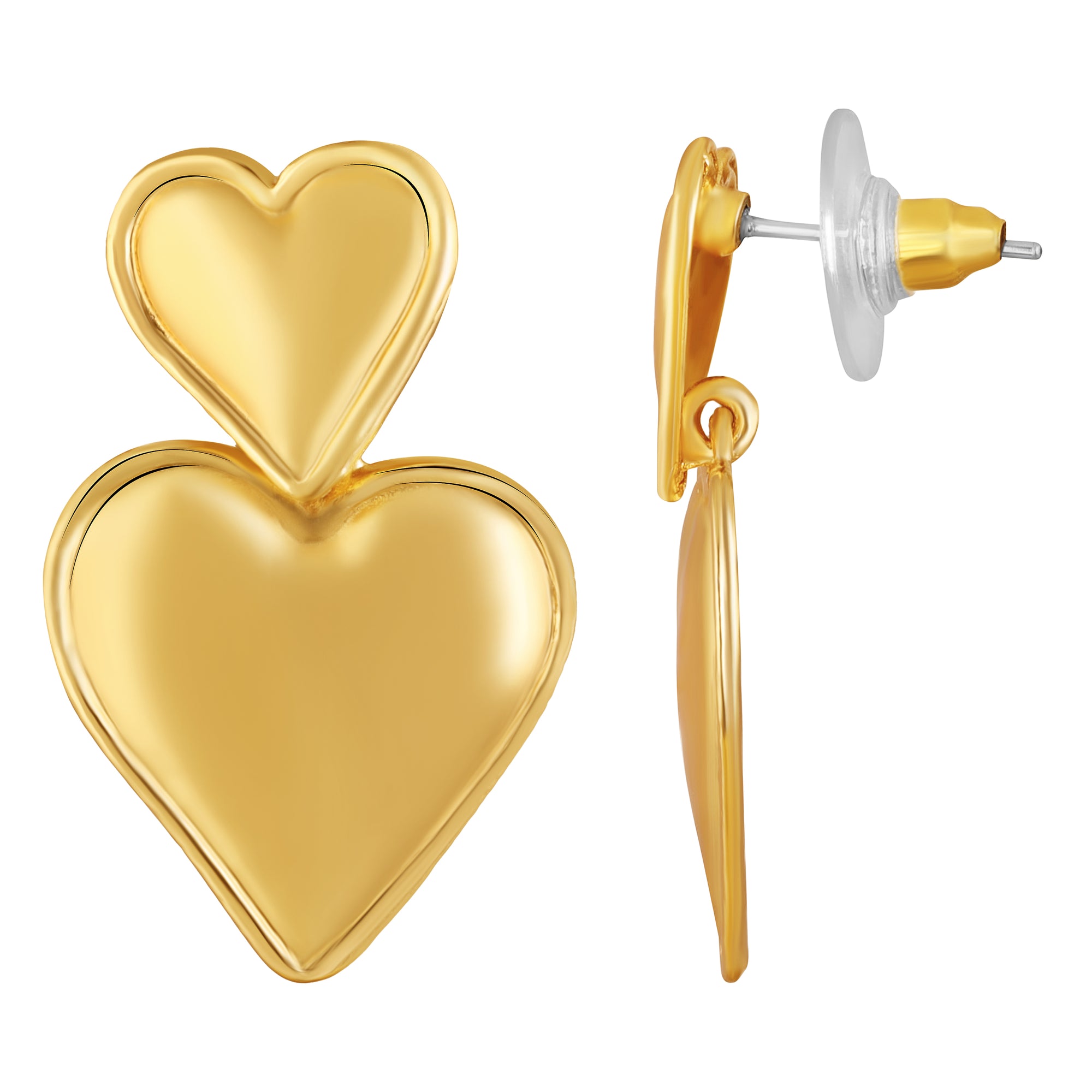 Dual Heart Drop Earrings