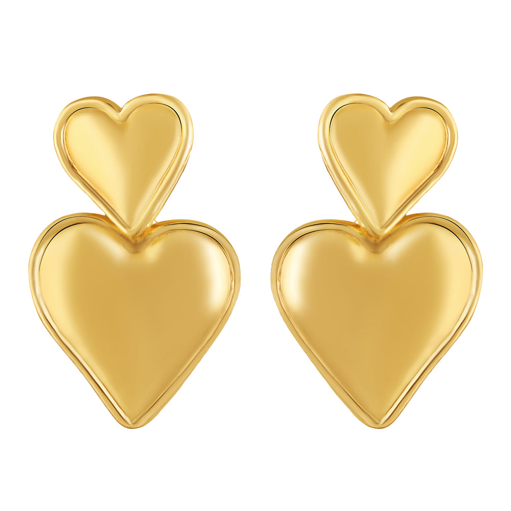 Dual Heart Drop Earrings