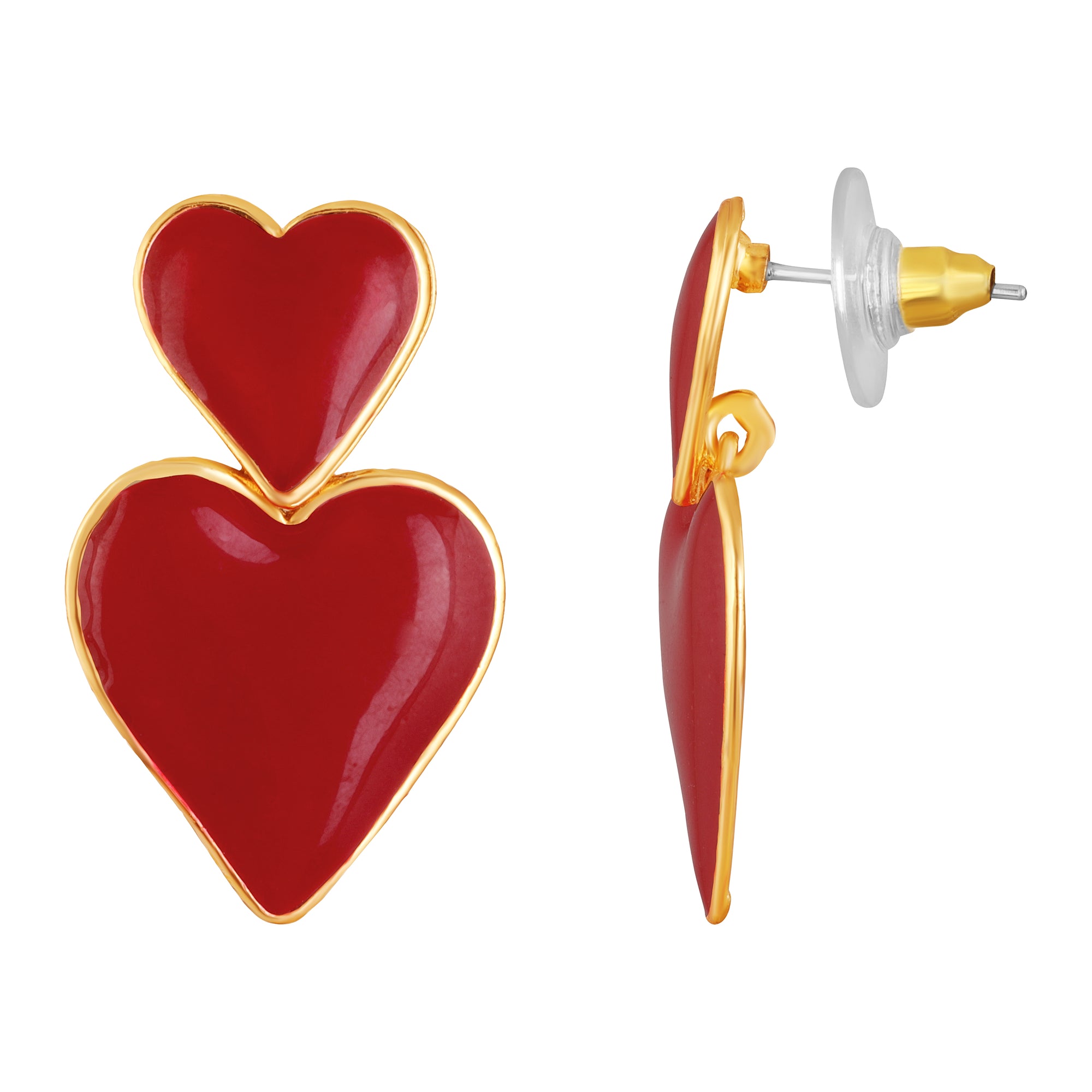 Dual Heart Drop Earrings