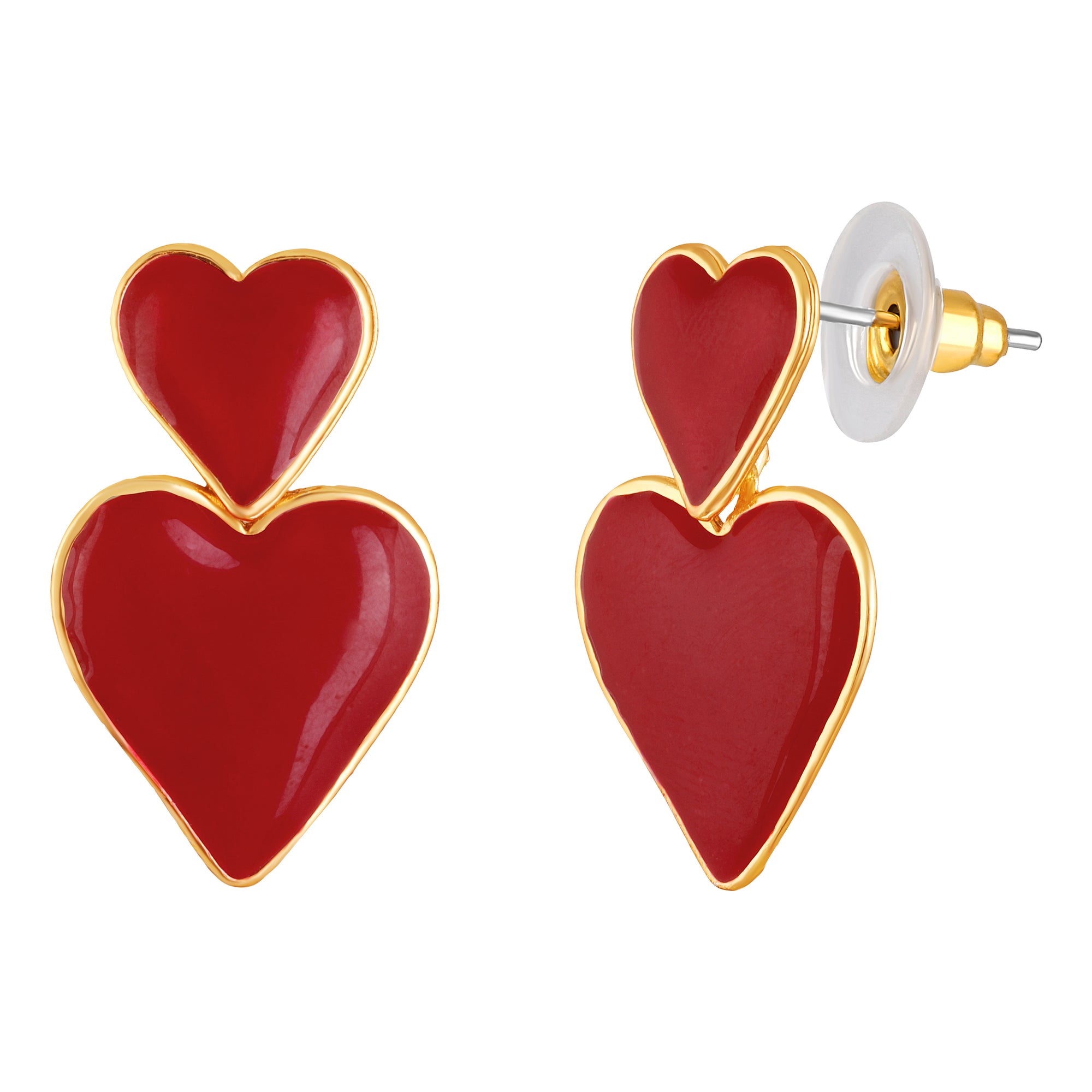 Dual Heart Drop Earrings