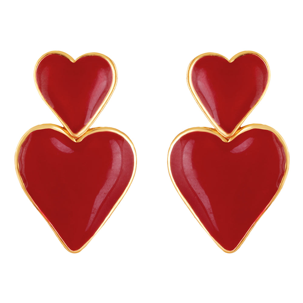Dual Heart Drop Earrings