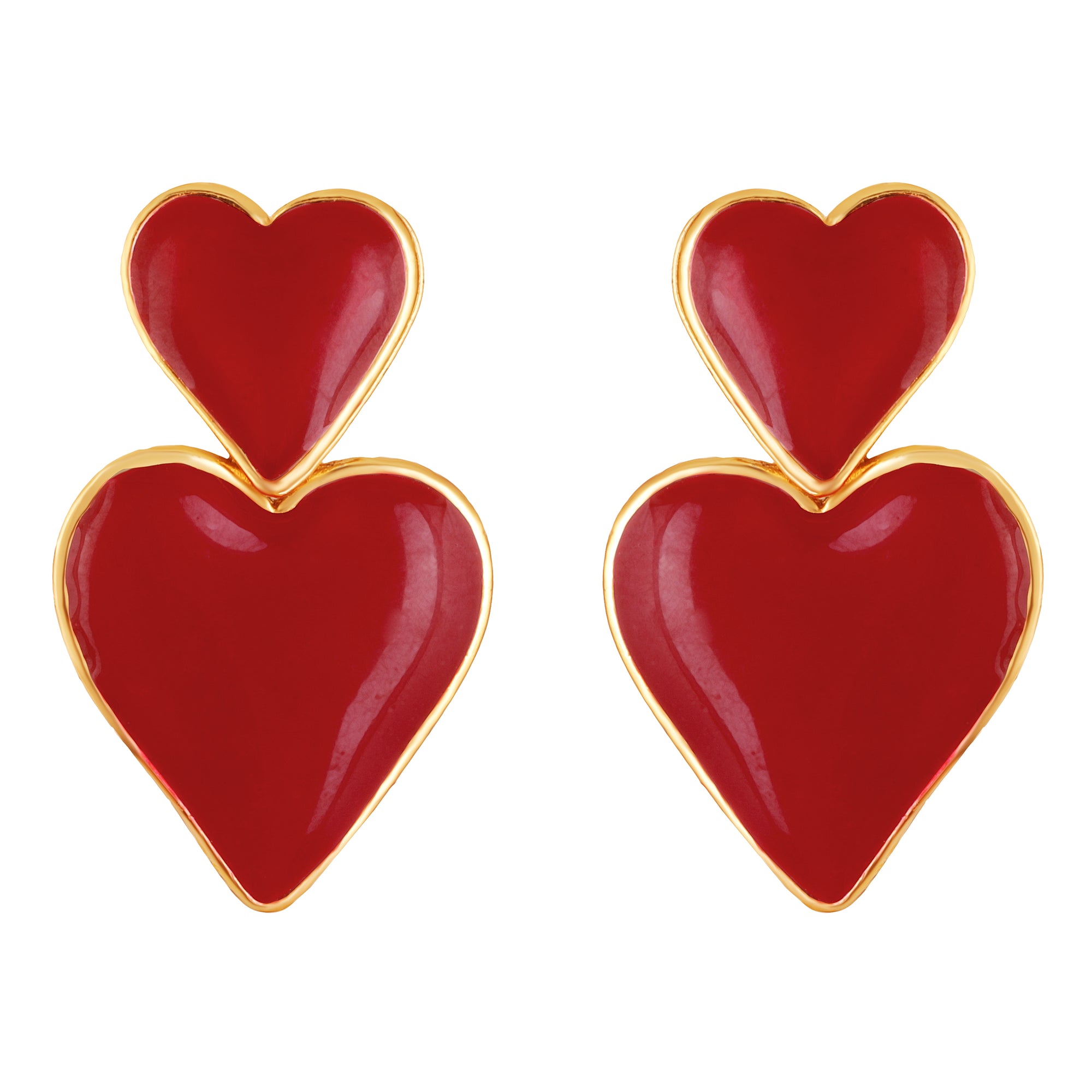 Dual Heart Drop Earrings