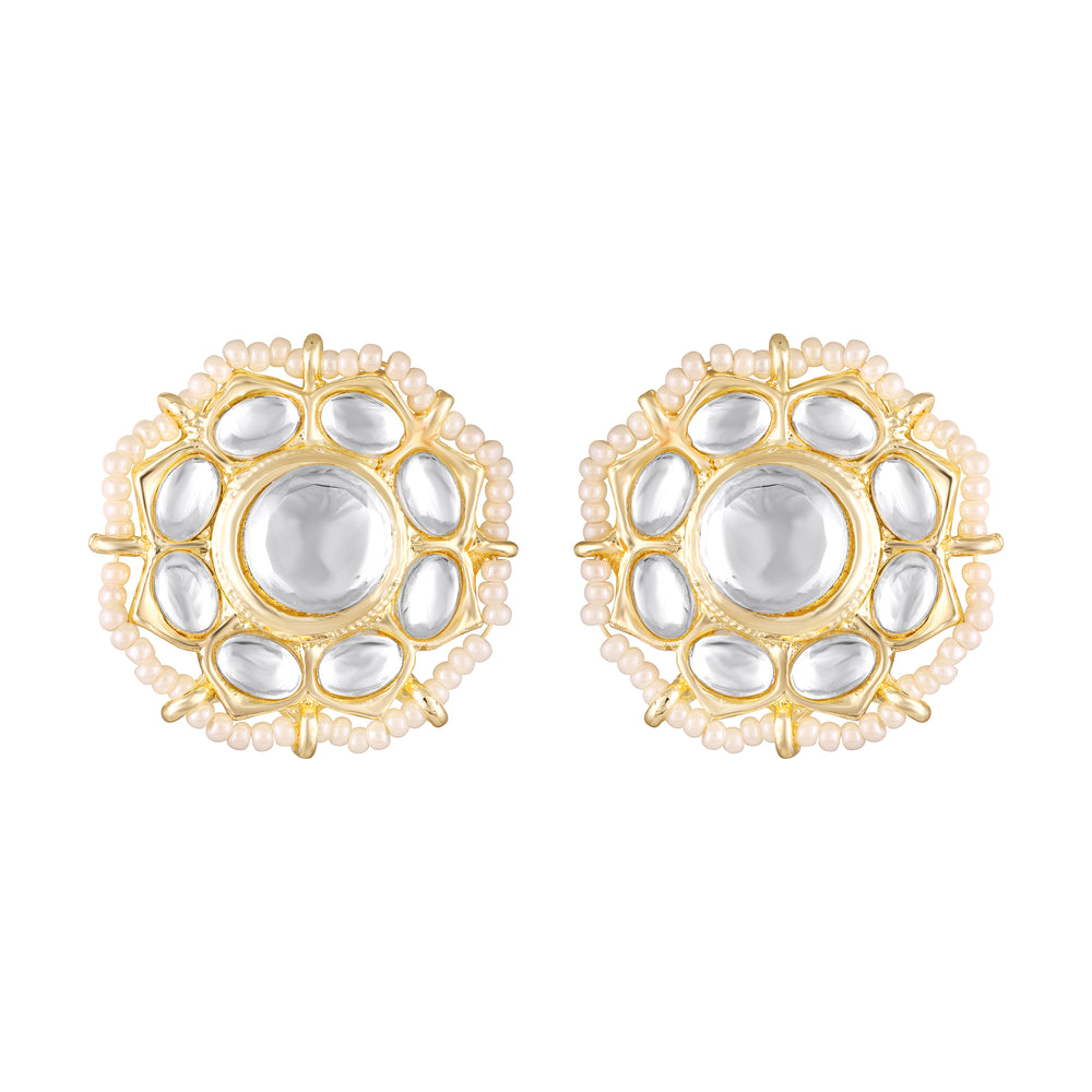 Floral Kundan & Beads Ethnic Stud Earrings