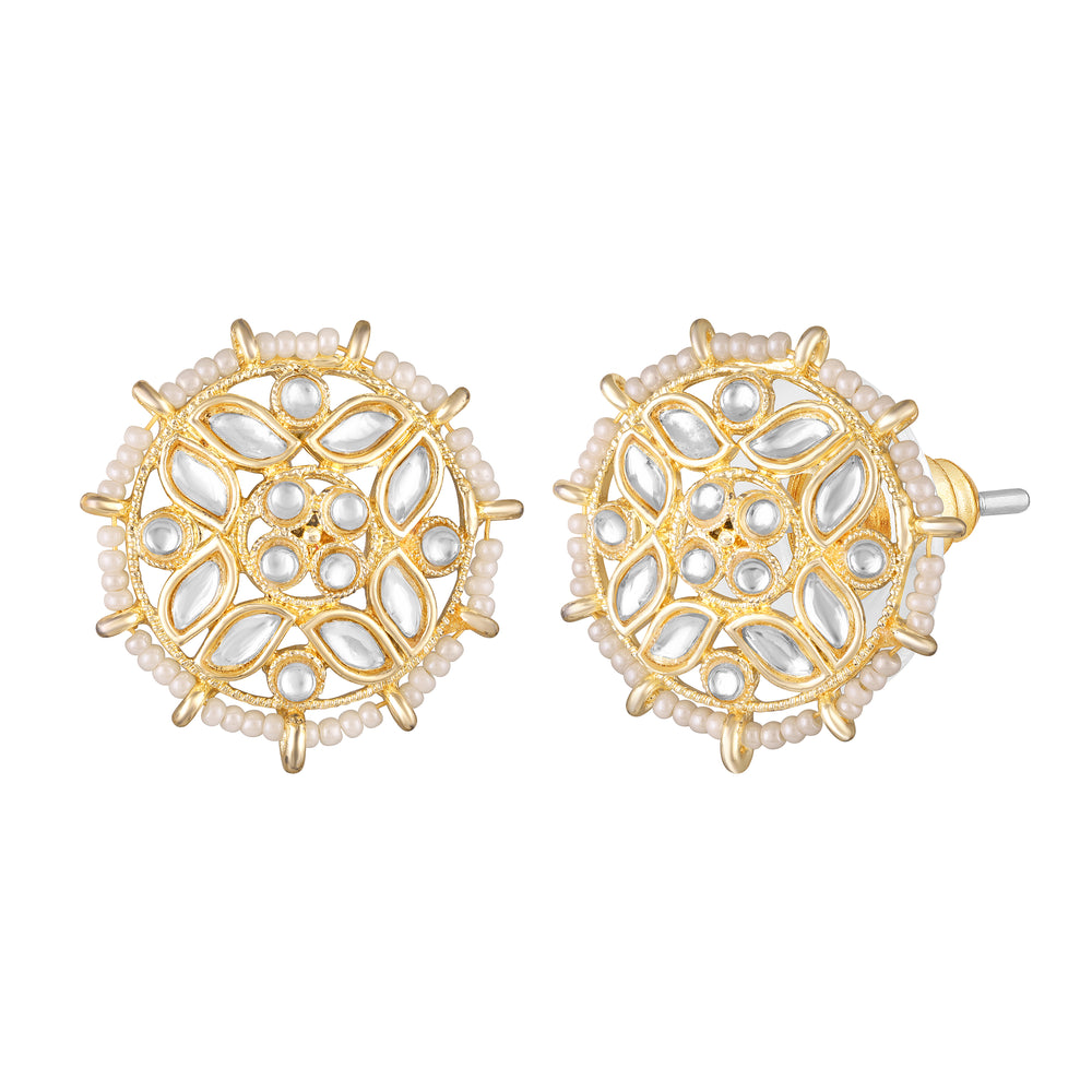 Floral Kundan & Beads Ethnic Stud Earrings