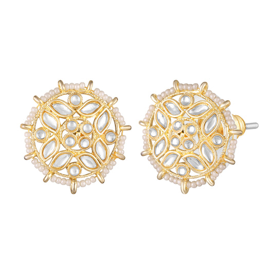 Floral Kundan & Beads Ethnic Stud Earrings