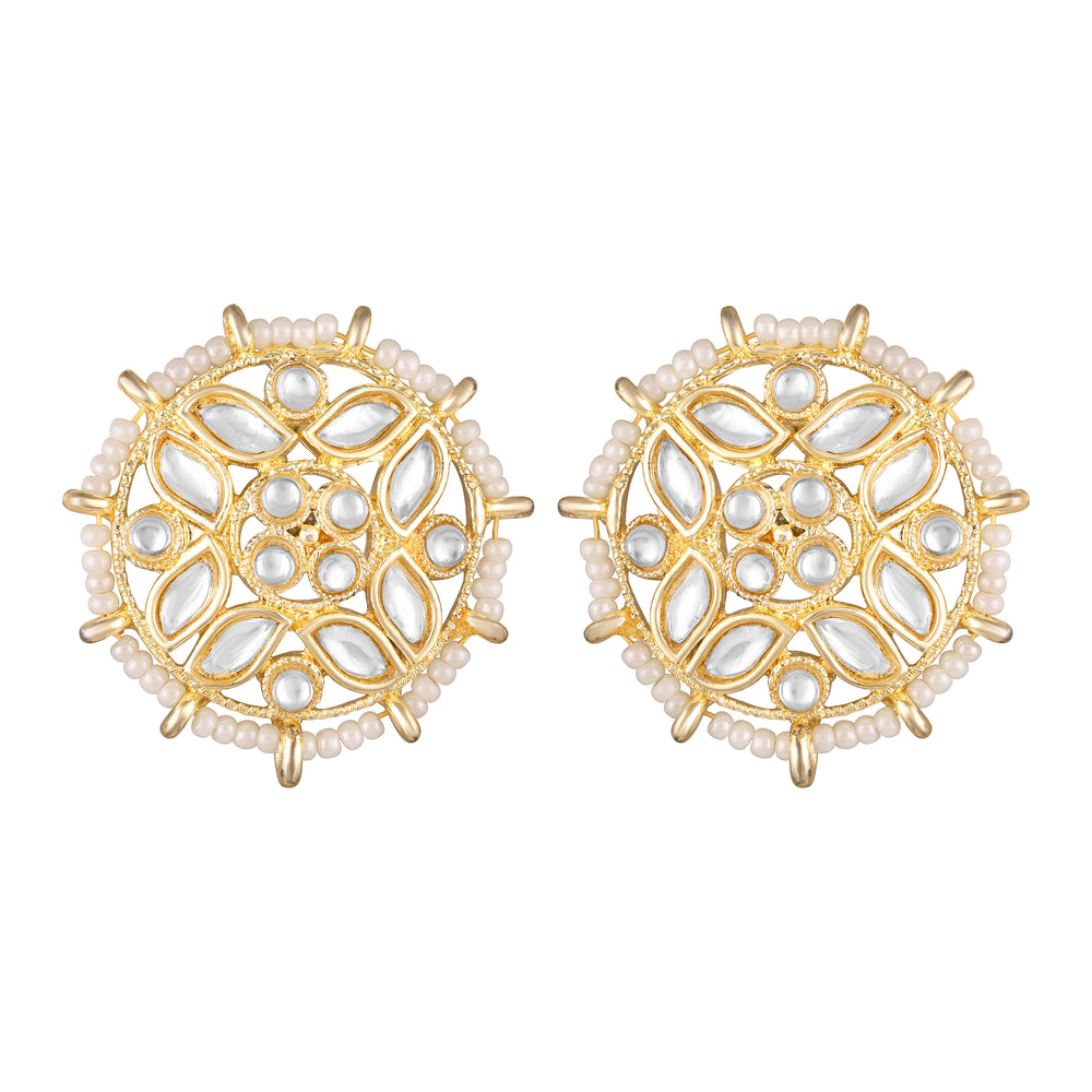 Floral Kundan & Beads Ethnic Stud Earrings