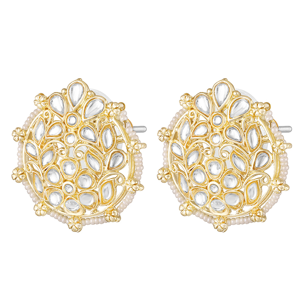 Floral Kundan & Beads Ethnic Stud Earrings