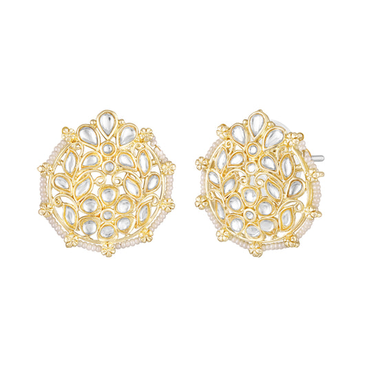 Floral Kundan & Beads Ethnic Stud Earrings