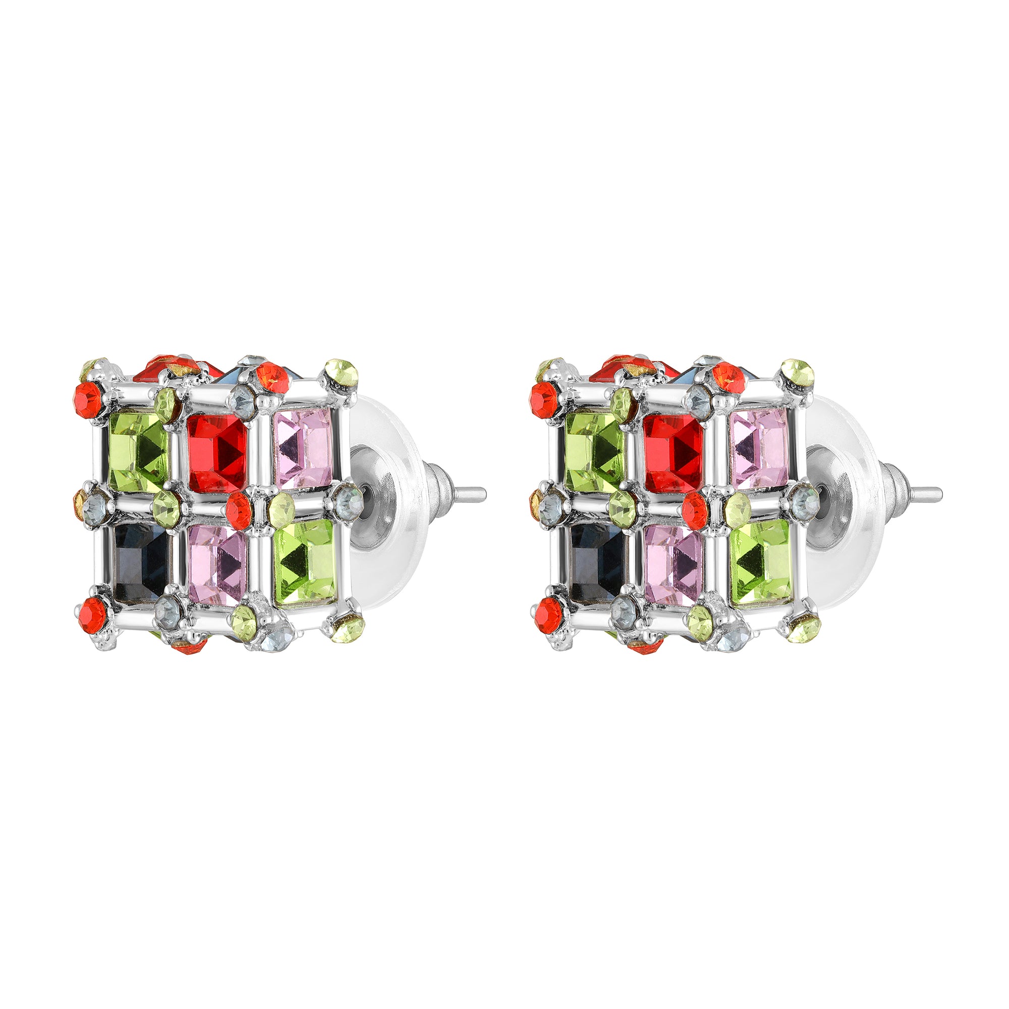 Geometric White AB Crystal Stud Earrings