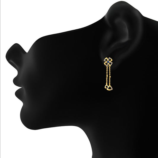 Floral Tassel Drop Earrings with Blue Crystals