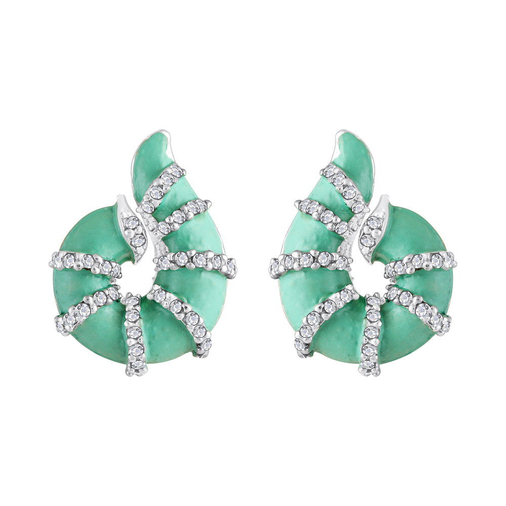 Red Meenakari Work Shell-Shaped Earrings with Crystal Accents
