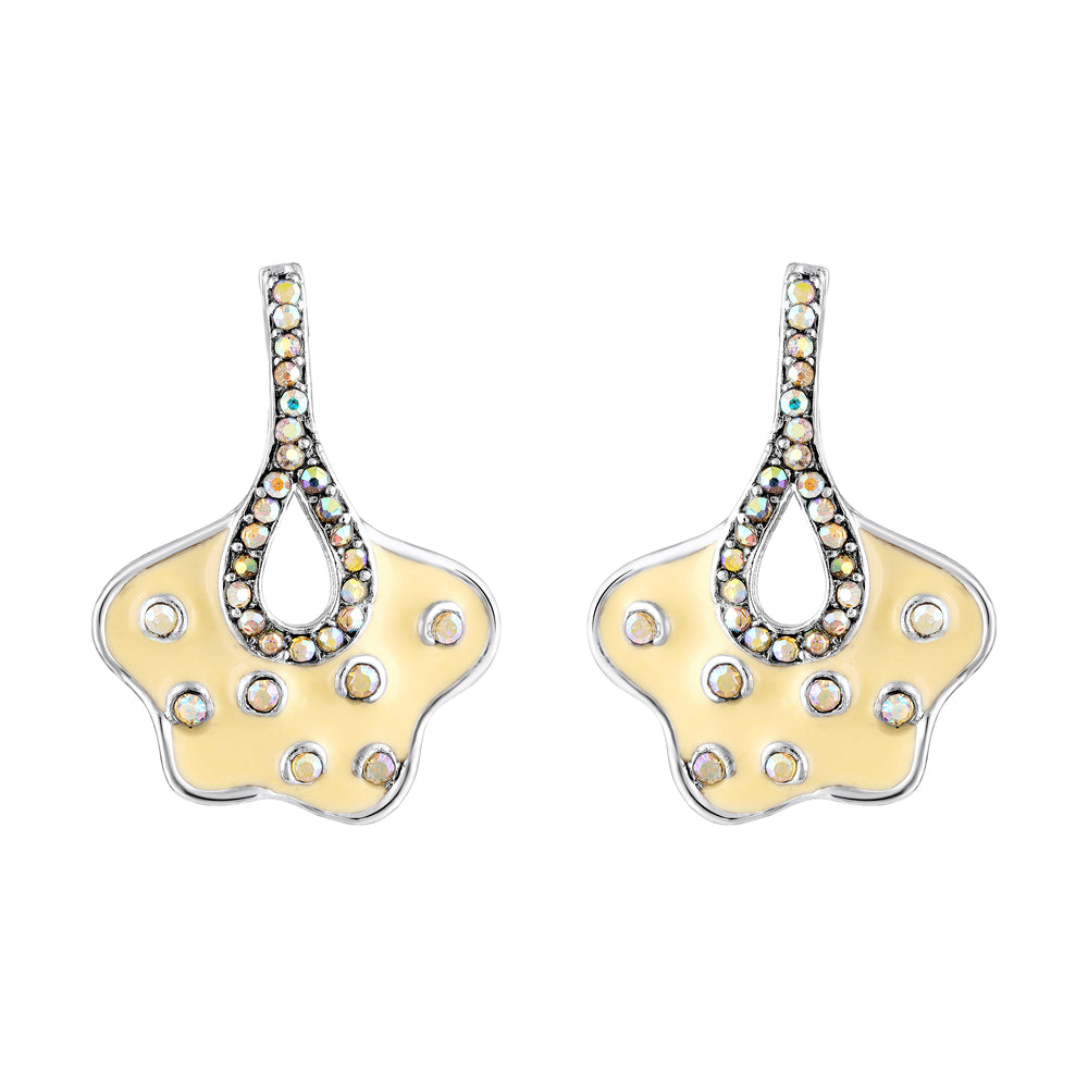 Green Meenakari Work Floral-Fan Shape Dabgler Earrings