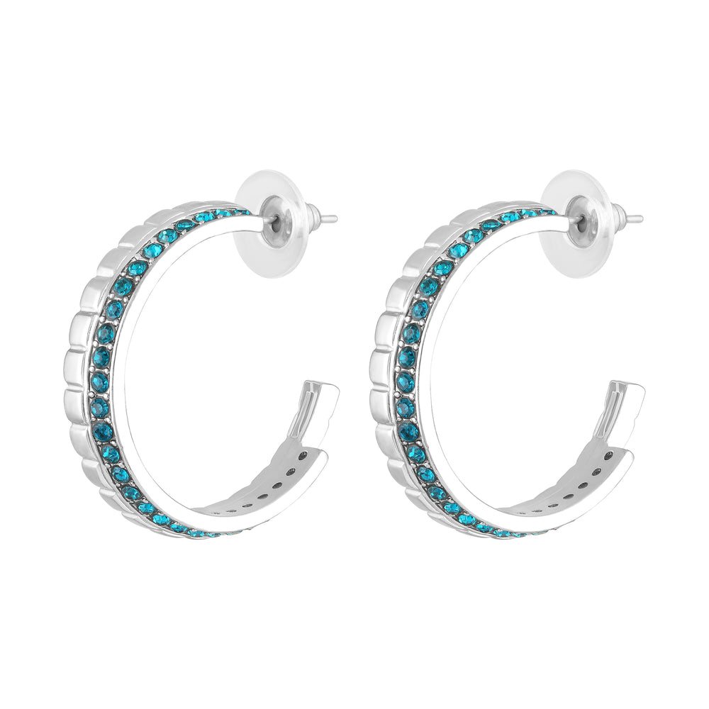 Modern Blue Crystal Half Bali Earrings