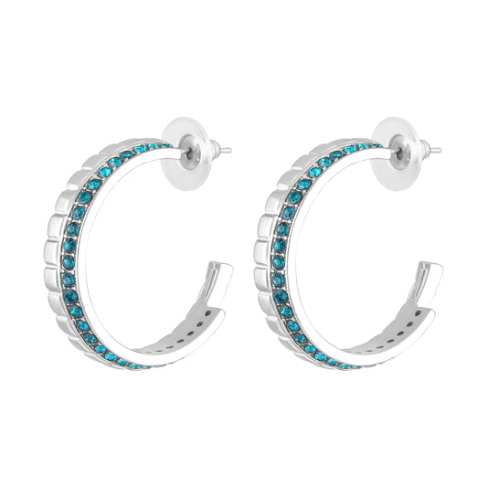 Modern Blue Crystal Half Bali Earrings