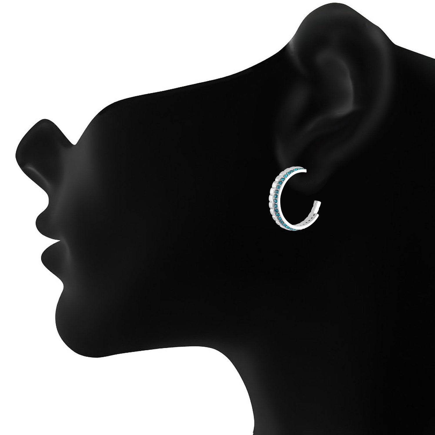 Modern Blue Crystal Half Bali Earrings