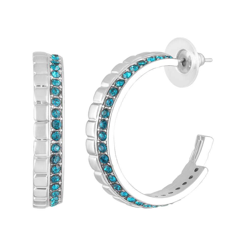 Modern Blue Crystal Half Bali Earrings