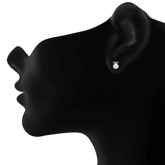 Bow Earrings with White AB Cubic Zirconias