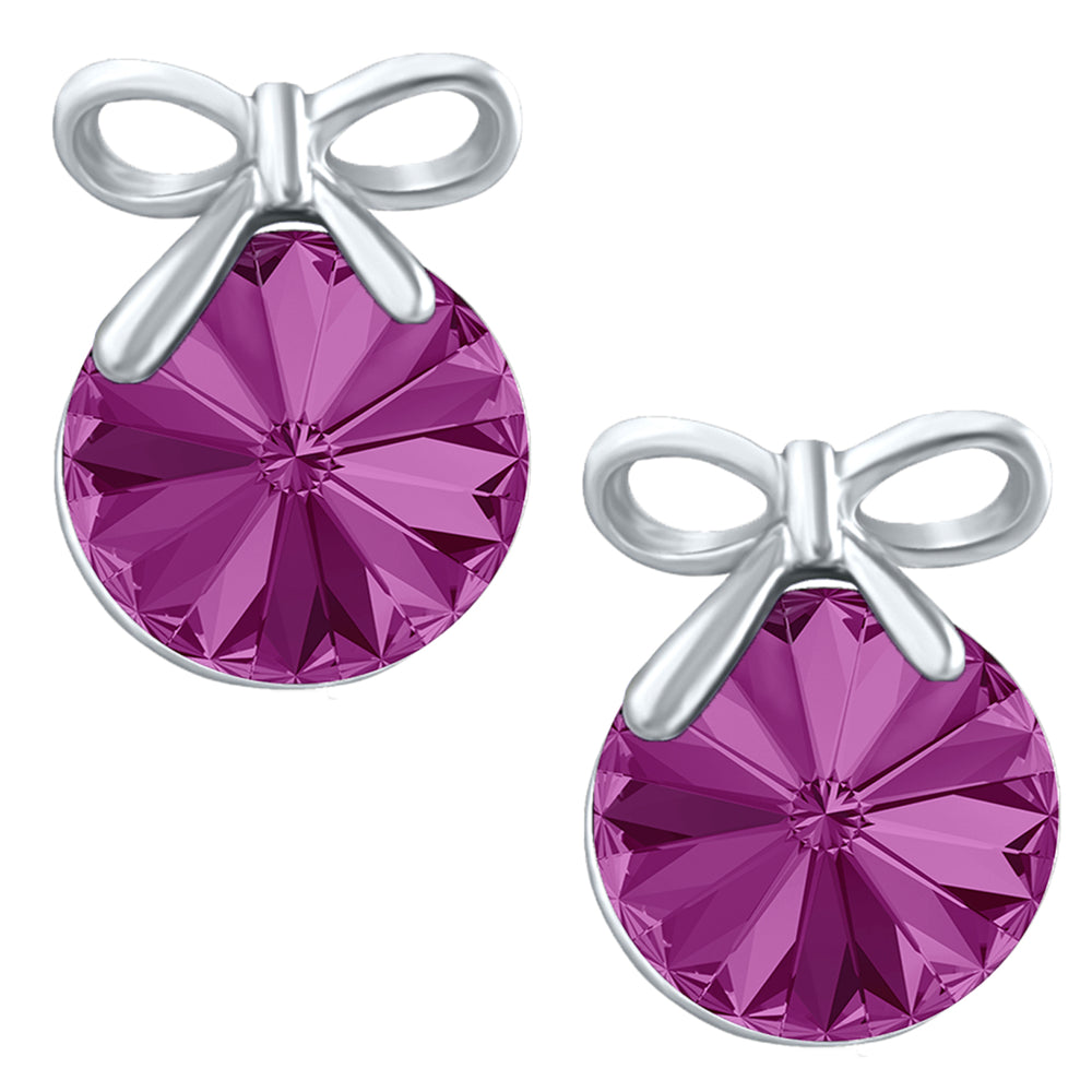 Bow Earrings with White AB Cubic Zirconias