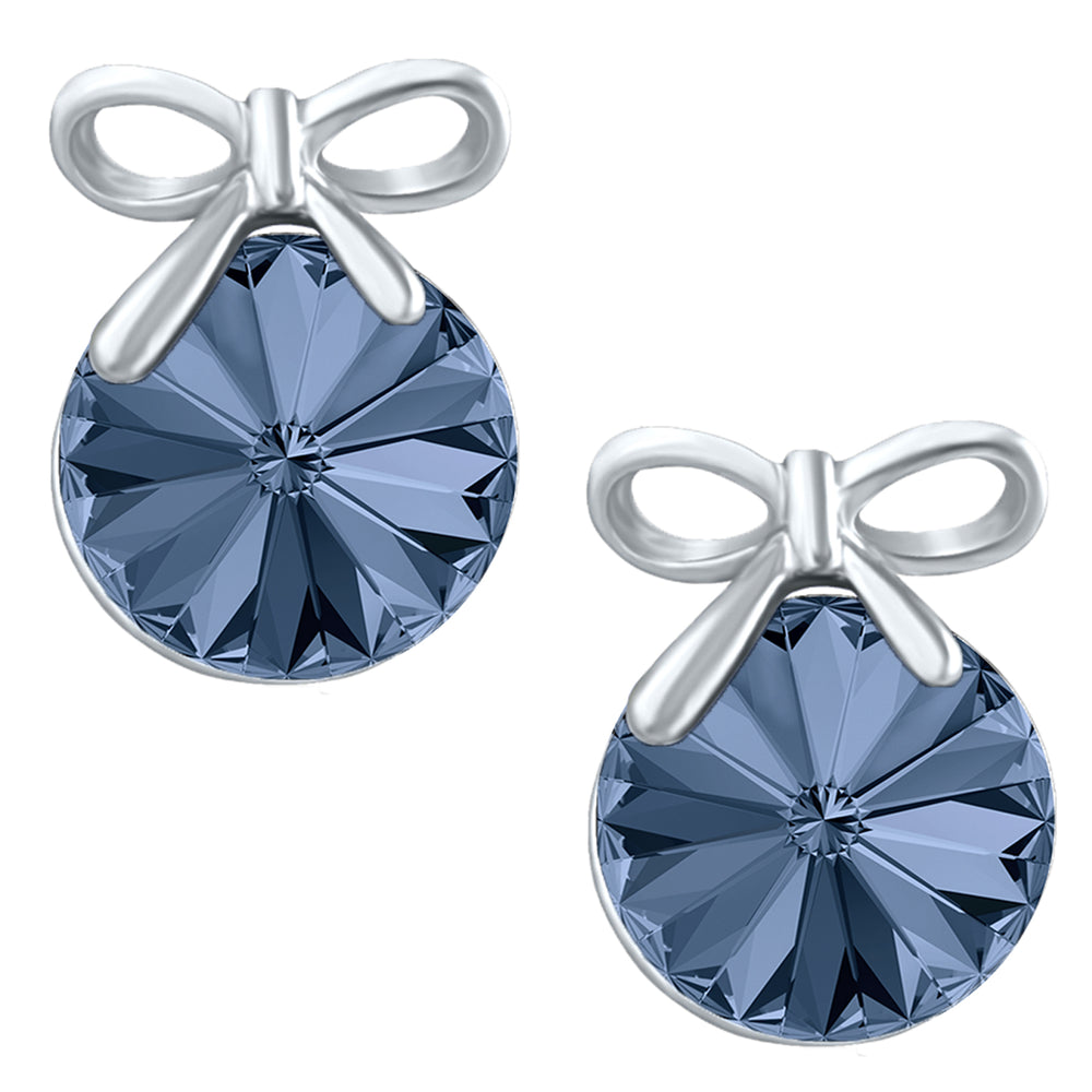 Bow Earrings with White AB Cubic Zirconias