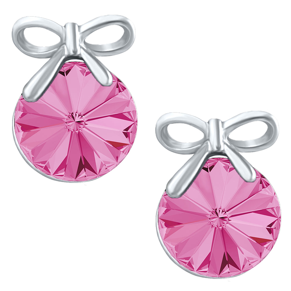 Bow Earrings with White AB Cubic Zirconias