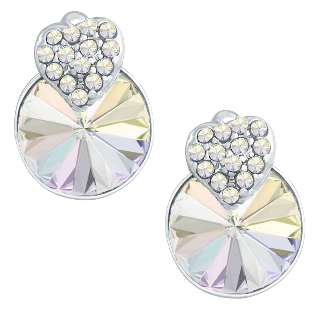 Heart Earrings Made with White AB Cubic Zirconias