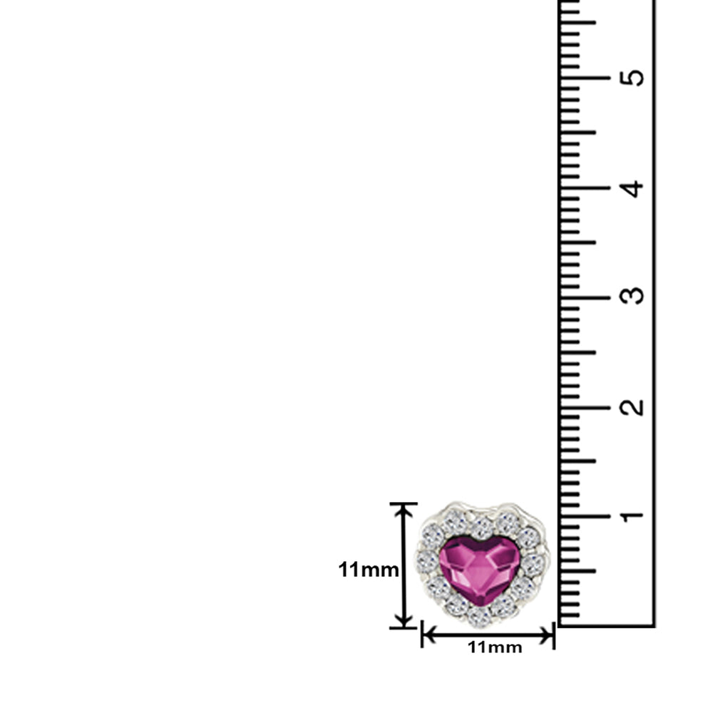 Valentine Gift Fushia Purple Heart Earrings with Cubic Zirconias