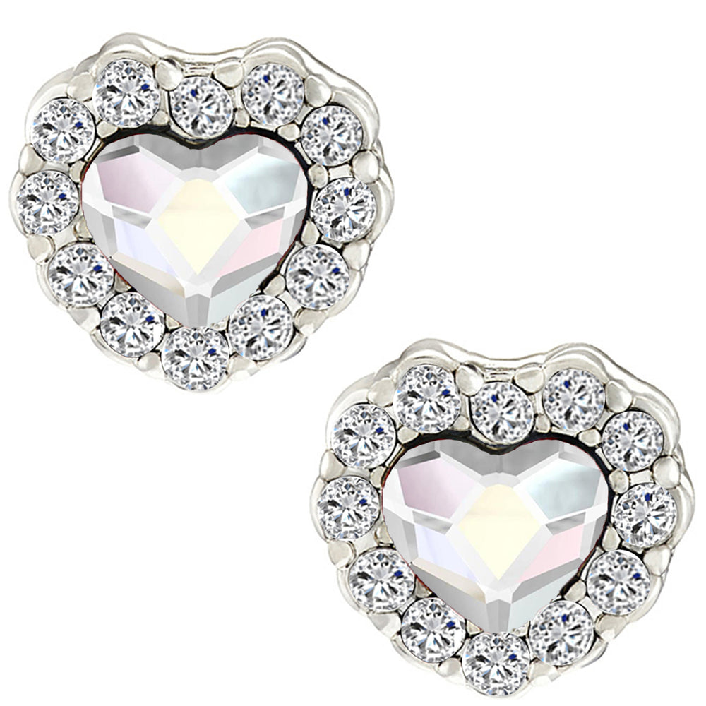 Valentine Gift Fushia Purple Heart Earrings with Cubic Zirconias