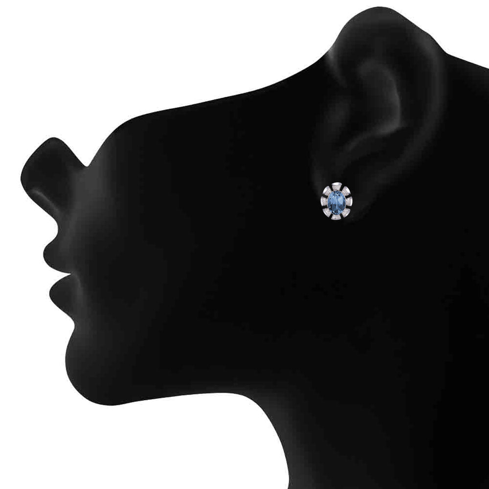 Valentine collection Montana Blue Solitaire Cubic Zirconia Earrings