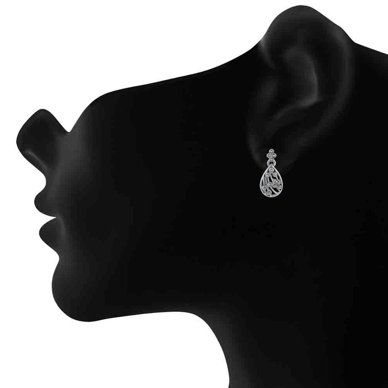 Pear shaped Designer Swarovski Marcasite Dangler Earrings