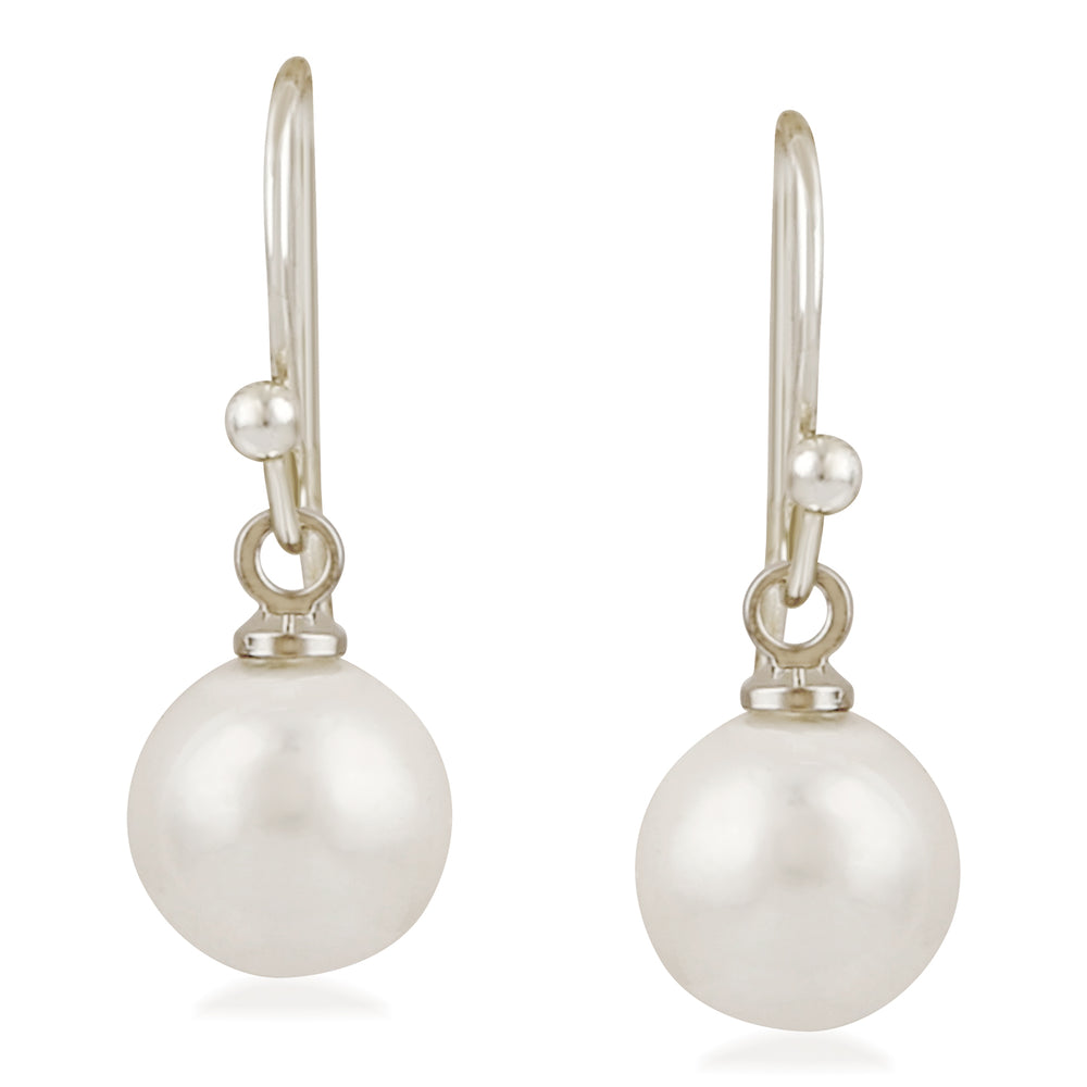 Elegant Round Artificial Pearl Fish Hook Earrings