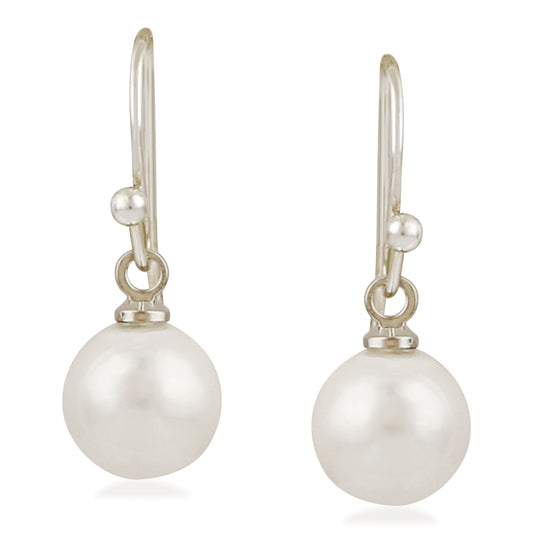 Elegant Round Artificial Pearl Fish Hook Earrings
