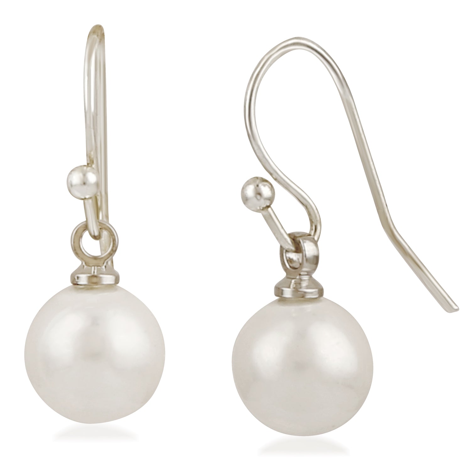 Elegant Round Artificial Pearl Fish Hook Earrings