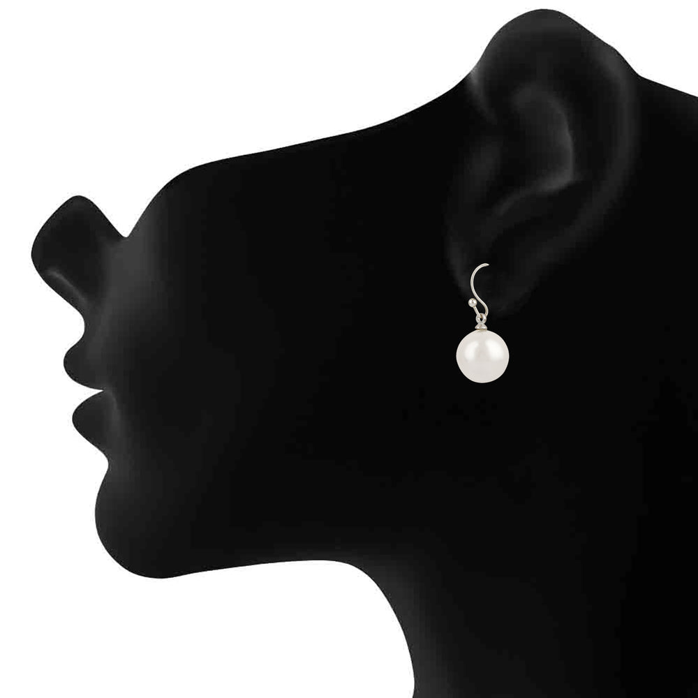 Elegant Round Artificial Pearl Fish Hook Earrings