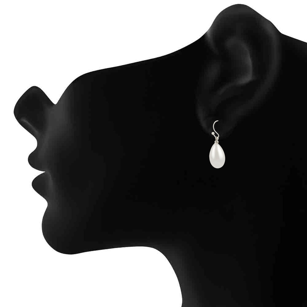 Elegant Round Artificial Pearl Fish Hook Earrings