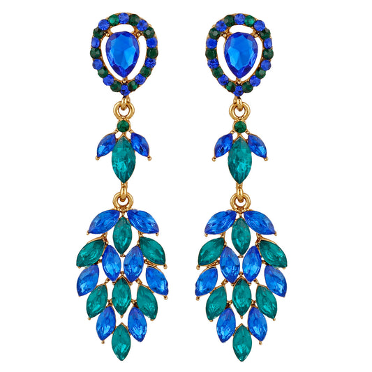 Marquise shaped multicolour Crystals Dangler Earrings