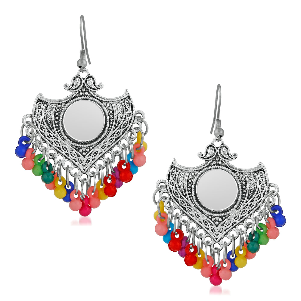 Oxidised Silver Designer Antique Earrings