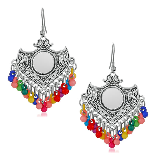 Oxidised Silver Designer Antique Earrings