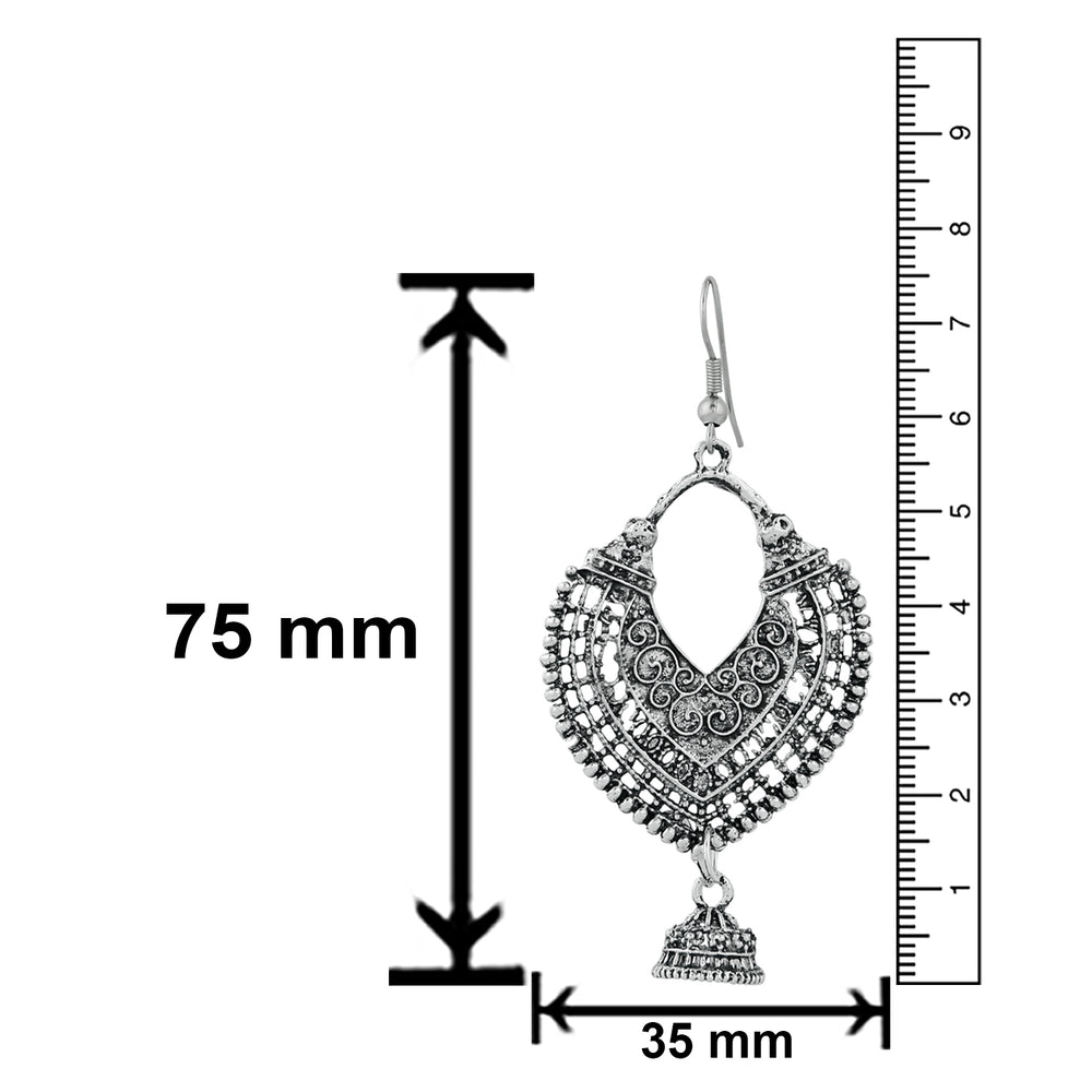 Oxidised Silver Traditional Antique Dangler Earrings